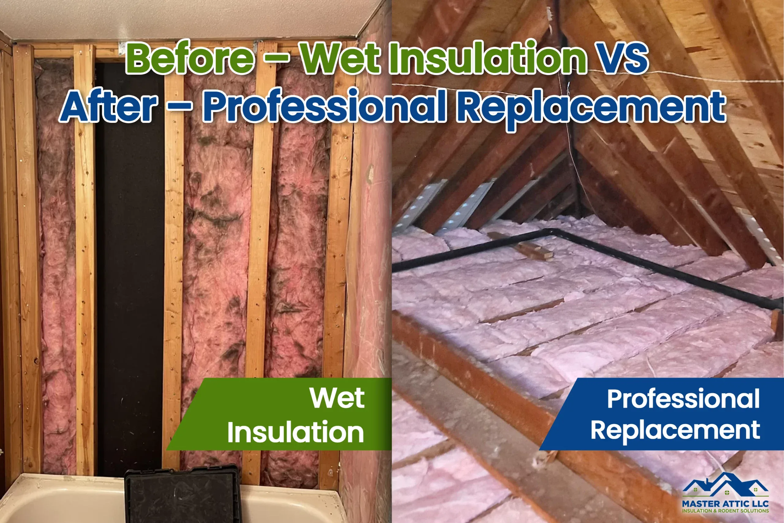 Before wet insulation vs after Professional Replacement
