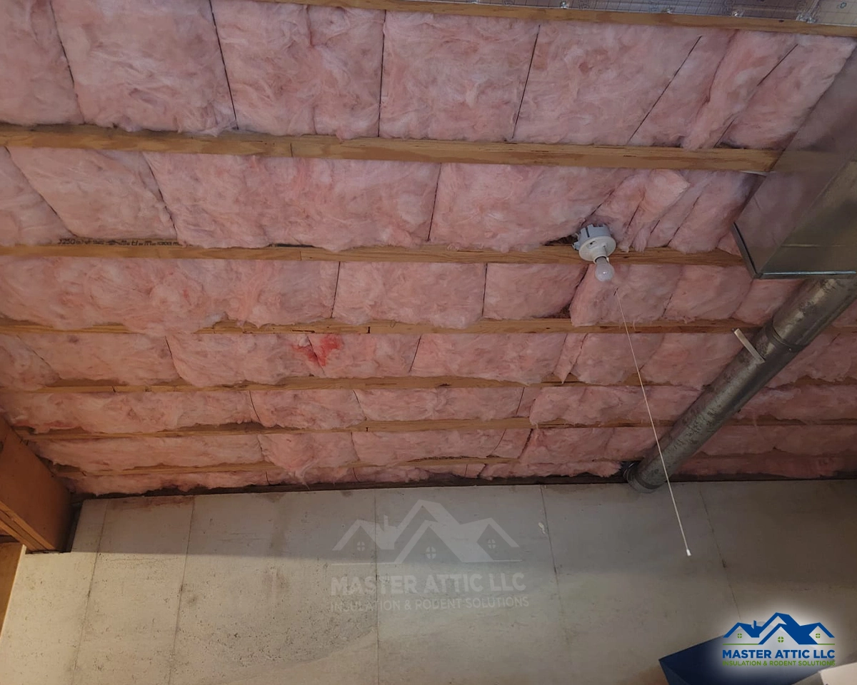 In attic insulation improving roof energy efficiency and protection.