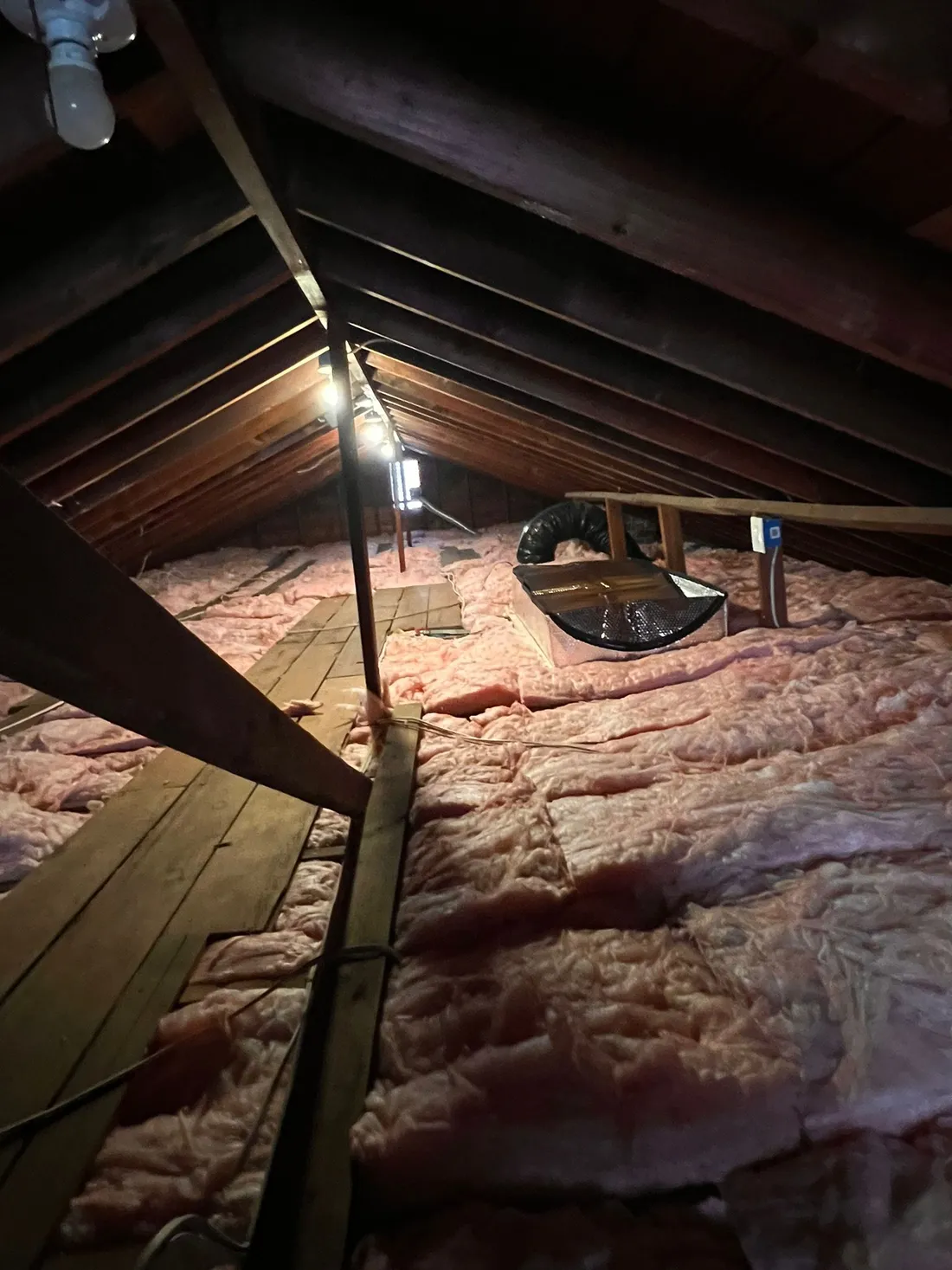The same attic space after new insulation and cleanup
