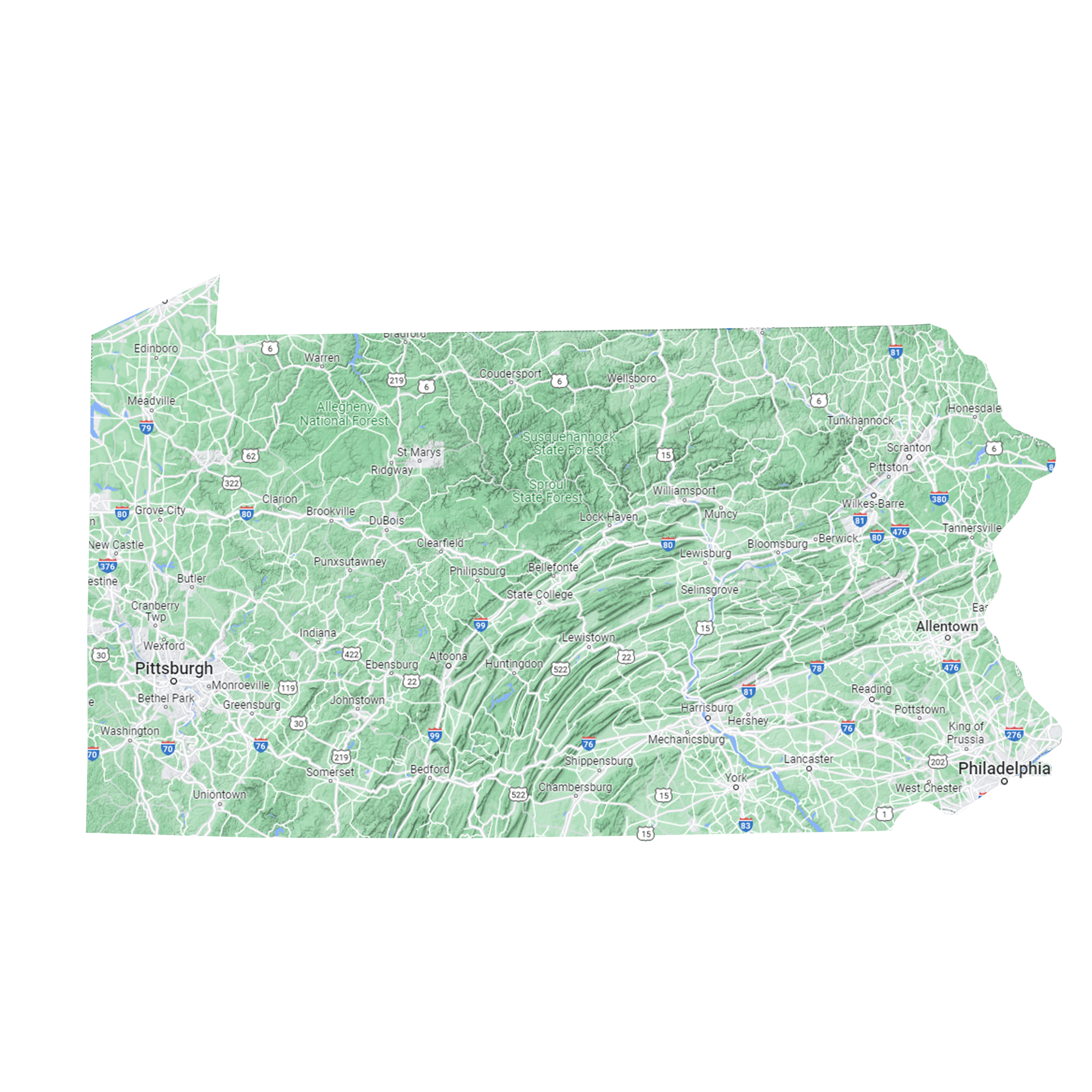 Master Attic Pennsylvania Service Area Map